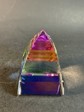 Swarovski Pyramid Large 2.75” Vitral Rainbow Crystal Paperweight  -small Scratch picture