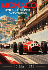 Monaco Grand Prix 1959 Vintage Racing Poster Classic Formula 1 Auto Poster 13x19 picture