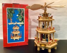Vintage 11.5” German Weihnachtspyramide 3 Tier Nativity Carousel - New in Box picture