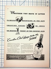1937 Canadian Club Whisky Vintage Print Ad - Alps India Golf Global Theme picture