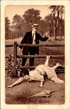 Woman Fell Over A Fence Victorian Romance Postcard TPR11 picture