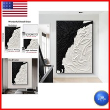 BACJUOPLDArt Black And White Abstract Canvas Wall Art Black Textured Poster picture