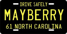 The Andy Griffith Show 1961 Mayberry North Carolina License plate picture