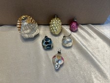 6 Small Vintage Glass Christmas Ornaments picture