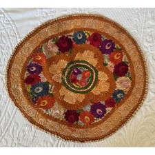 Vintage Hungarian Matyo Tapestry Needlepoint Embroidery floral grandma cottage picture