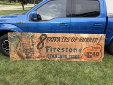 Firestone Tires Advertising Antique Vintage Cardstock Americana Rare Big Banner picture