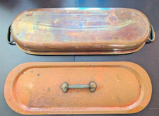Williams Sonoma France Copper And Tin Fish Poacher Pan With Lid Vintage 1970's picture