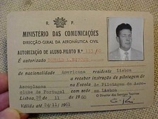 ORIGINAL 1960 LISBON PORTUGAL PILOT PHOTO LICENSE FOR AMERICAN picture