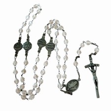 VTG AB Crystal Faceted Rosary 4 Basilicas ROMA CITA ETERNA Italy 20” Sterling picture