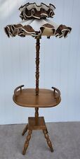 Vintage Farmhouse Maple Wood Floor Lamp Table Table Cottage 60's Brown Light picture