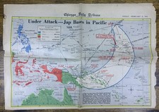 February 4th 1944 Chicago Tribune UNDER ATTACK - Jap Bases In Pacific Map picture