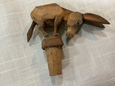 Vintage Hand Carved Wooden Mechanical Donkey Bottle Stopper Italy picture