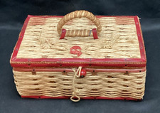 Vtg Drtiz Woven Wicker Sewing Basket - Made In Japan picture