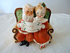 VINTAGE NAPCO SANTA & MRS. CLAUS ON COUCH PLANTER 4JX4092 JAPAN picture
