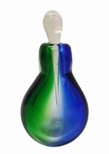 VTG Murano Glass Perfume Bottle Stopper Hand Blown Blue Green picture