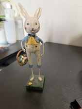 Vtg Lori Mitchell Easter Bobby Bunny Paper-mache Egg Rabbit Figurine picture