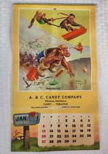 Vintage 1957 Lawson Wood Monkey Calendar Marking Time Art Spiral Bound 12 Months picture