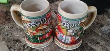 Set of 2 BUDWEISER Beer Steins St Patrick's Day Erin Go Bud 1993 Anheuser-Busch picture