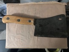 Vintage Briddell No. 860 Meat Cleaver Antique 6” Wood Handle Butcher Knife picture