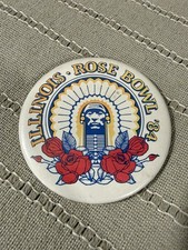 Vintage Button Pin Illinois Rose Bowl 1984 Chief Illiniwek U Of I picture