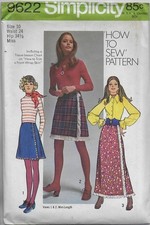 Vintage 70s Simplicity Pattern 9622 Misses' FRONT WRAP SKIRT in 2 Lengths 10 picture