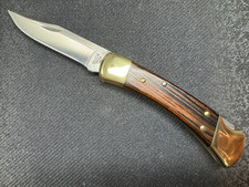 BUCK USA 110 LOCK BACK FOLDING HUNTER BOWIE KNIFE VINTAGE SURVIVAL POCKET KNIFE picture