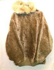 Vtg WW2 Pile Field Parka Liner Pullover Coyote Fur Hood Trim Size L Alaska 1943 picture