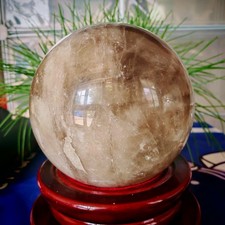 14.52LB TOP Natural tea quartz smoky crystal ball Decorative healing+stand picture