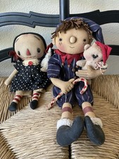 Primitive Elf & Christmas Doll Set Made By Sweet Meadows Farm  picture