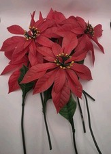 Lot - 6 Large Vintage MCM Plastic Poinsettia Holiday Decor DIY Craft Cottagecore picture