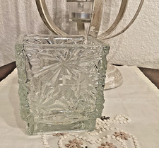 VINTAGE Avon Starburst Crystal Cut Heavy Glass Footed Votive Holder Artsy Decor picture