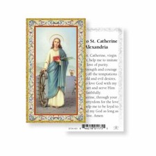 Saint St. Catherine of Alexandria W/ Prayer  - gold trim - Paperstock Holy Card picture