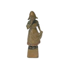 Antique c1940 Miniature Viennese Dutch Woman Bronze Sculpture Figurine 2 1/8