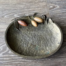Vintage Hammered Metal With Olive Branch Trinket Dish picture