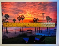 Sunset on the Pacific Ocean San Clemente Pier San Clemente, CAL 11x14 Mtd Photo picture