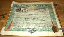 1925 USS Maryland Domain Of Neptunus Rex Navy Certificate Topless Mermaids picture