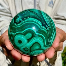 1.75LB Rare Natural Malachite quartz hand Carved sphere Crystal Healing Gem ball picture