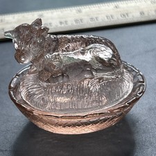 Pink Cow On Nest Mini Glass Salt Cellar Dish picture
