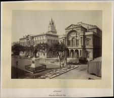 France, Avignon, Place de l'Hôtel de Ville, ca.1875, vintage albumen print picture