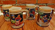 Set of 4 Nikoniko China Beer Steins Vintage Gorman Village Hand Painted Japan picture