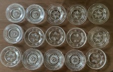 Lot 15 Antique EAPG Clear Pressed Glass Cup Plates Starburst Sunburst Beaded picture