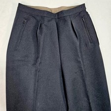 Vtg 1940's Trousers Mens 28x26 Flannel Wool Leather Straps Barrel Pleated Navy picture