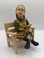 Candy Design Shelf Sitter Figure Norwegian Girl With Book On Bench 7” picture