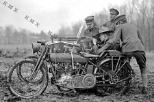 WWI Soldiers On A Harley Davidson Motorcycle 4x6 photo picture