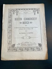 1895 Boston Commandery March Knights Templar Masonic Sheet Music Thomas Carter picture