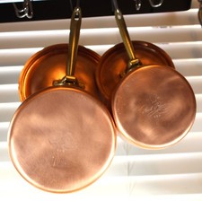 Unused Paul Revere Ware USA Solid Copper Pot 1 2 QT Saucepan Set 8001 8002 VTG picture