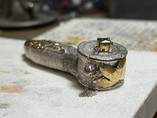 Handmade Pipe (Silver/14k White Gold, 24k Yellow Gold Plated) With Synth Emerald picture