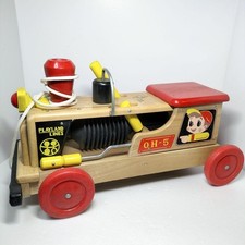 Nichigan Toy Wooden Steam Locomotive 5cm Vintage Japanese Collectible Used picture