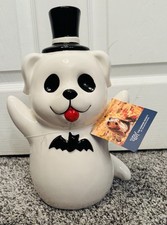 Halloween Ceramic Ghost Dog w/ Top Hat 12” Figurine Decoration Humane Society picture