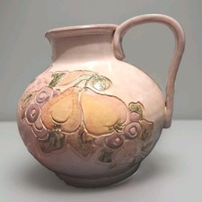 Vintage Hornsea Yeovil Ceramic Fruit Pitcher Jug Embossed Pears Plums No Chips picture